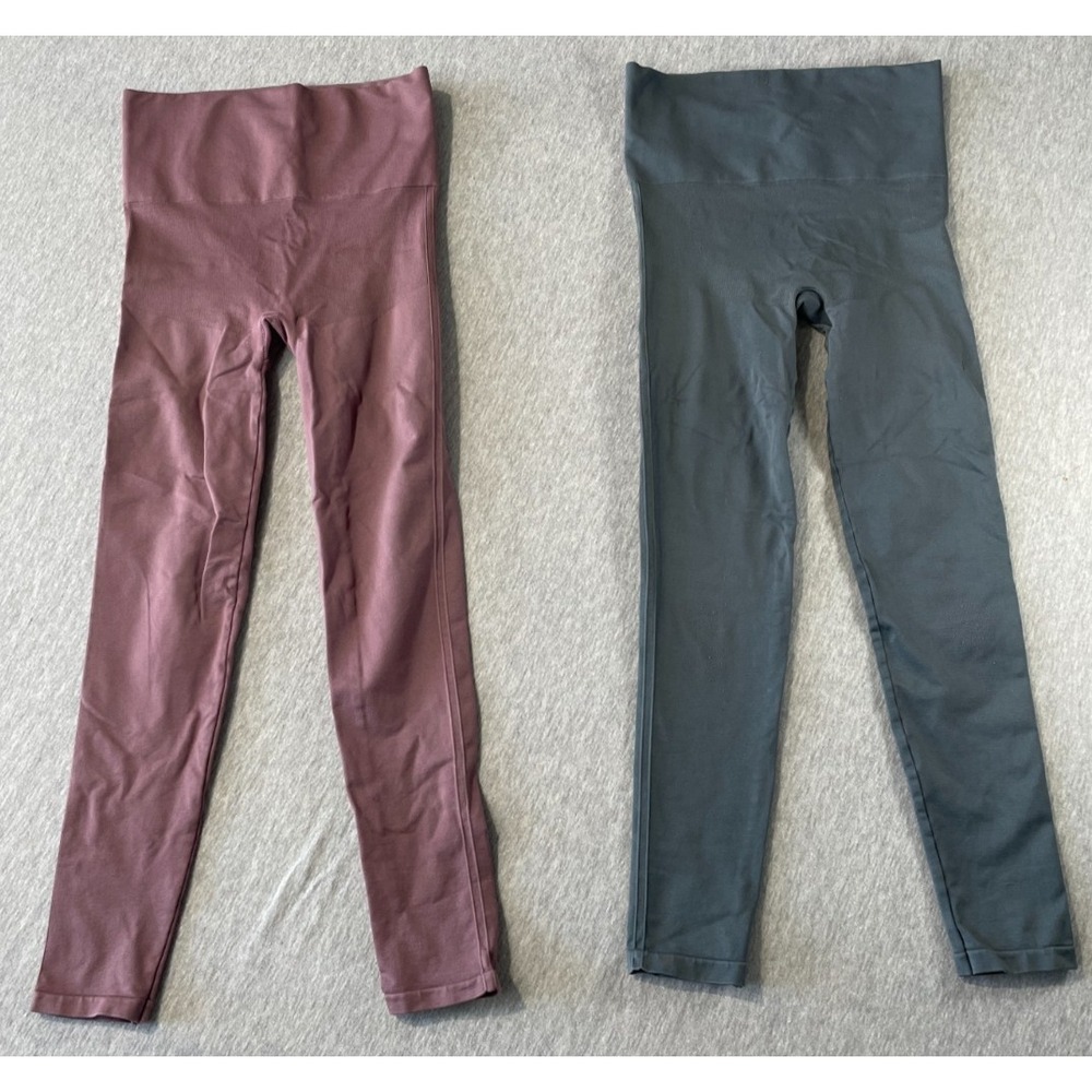 Blanqi Everyday Maternity Leggings Women S Mauve Gray Seamless Athletic Lot of 2